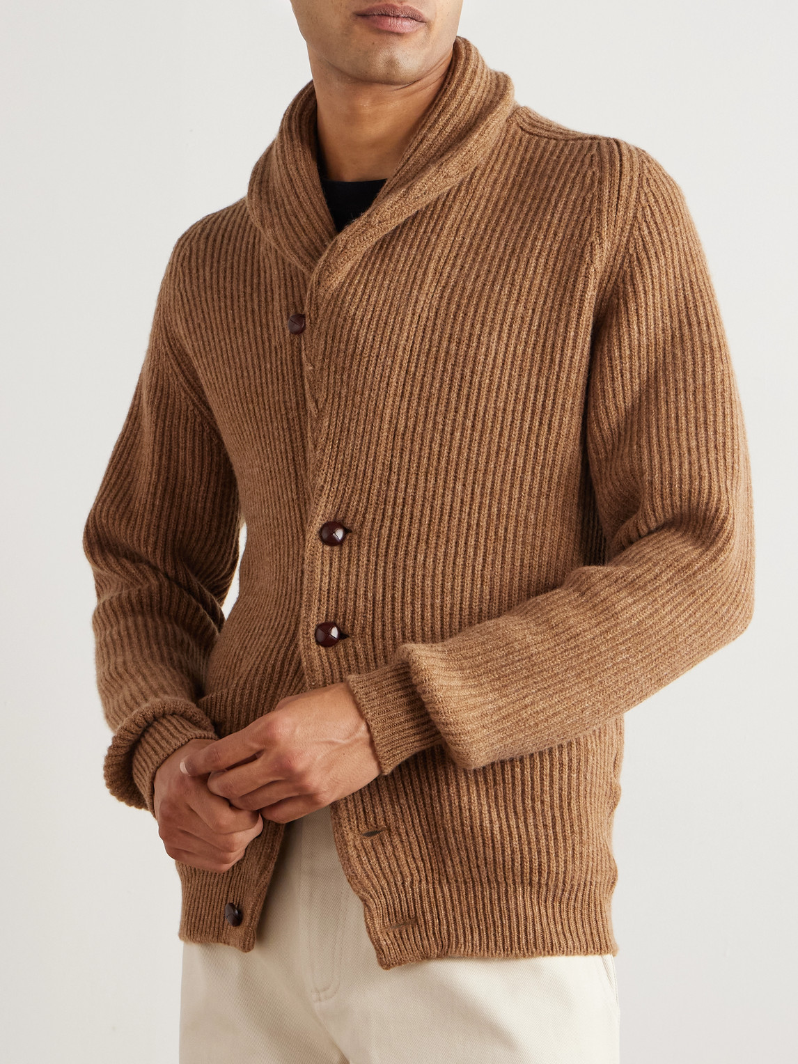 Slim-Fit Shawl-Collar Cardigan
