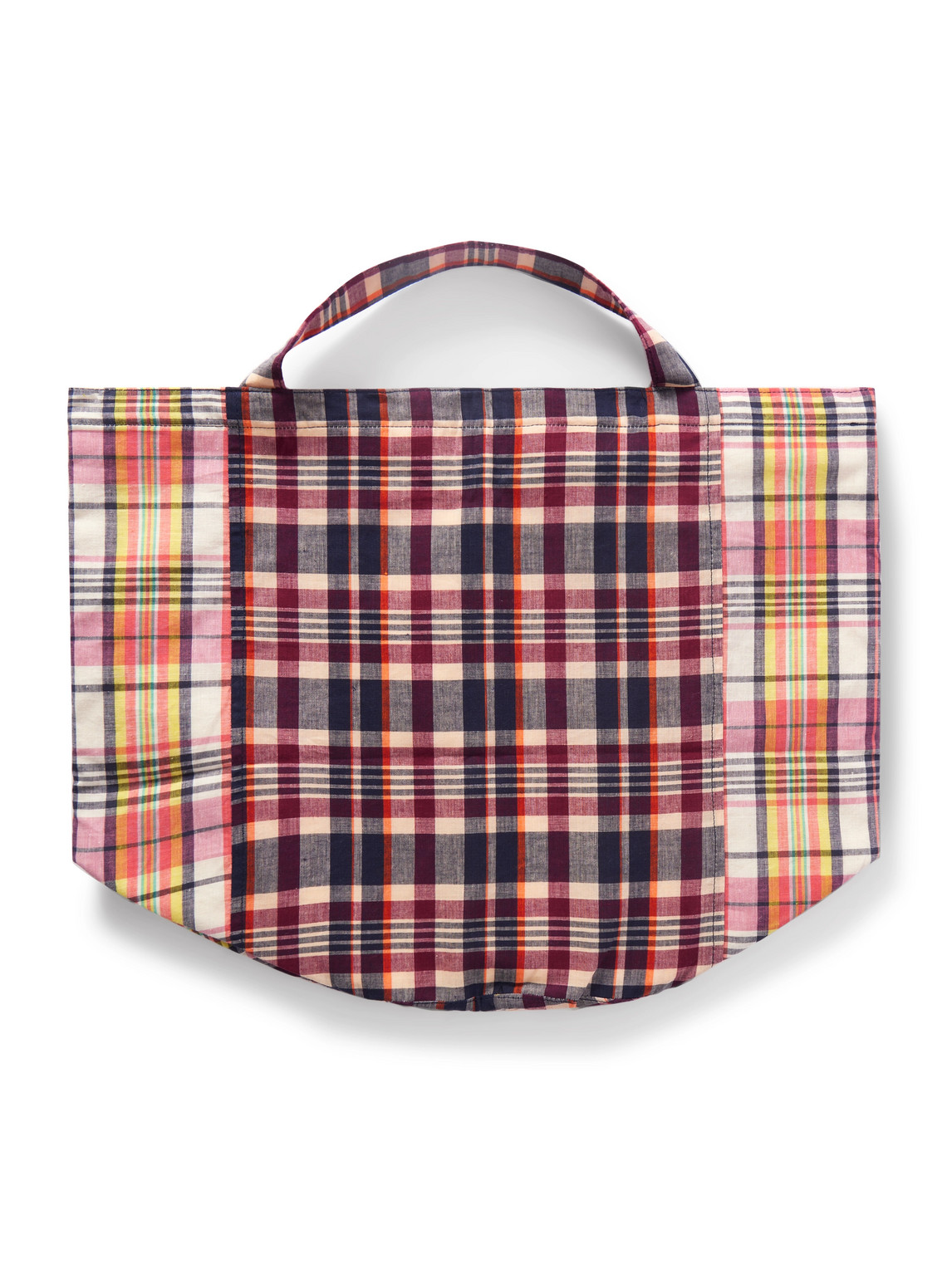 Drake's Madras Checked Cotton Tote Bag In Brown