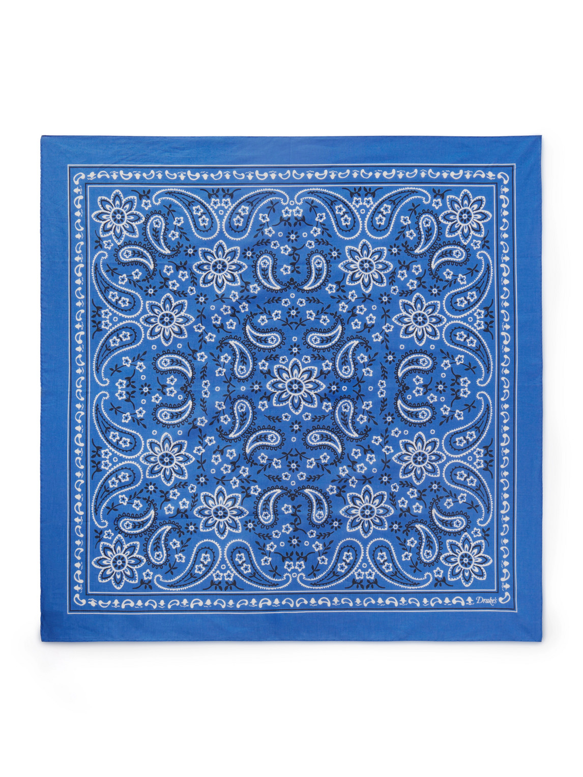 Drake's Bandana-print Cotton Bandana In Blue