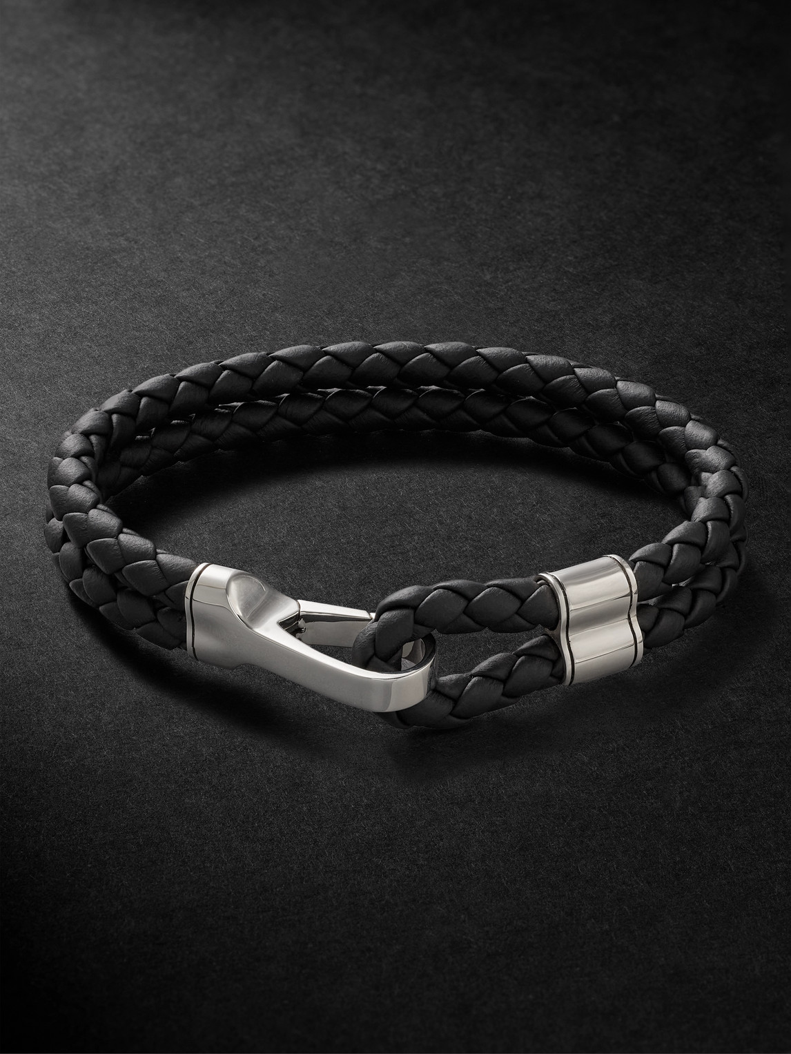 John Hardy Braided Leather and Sterling Silver Braceleten