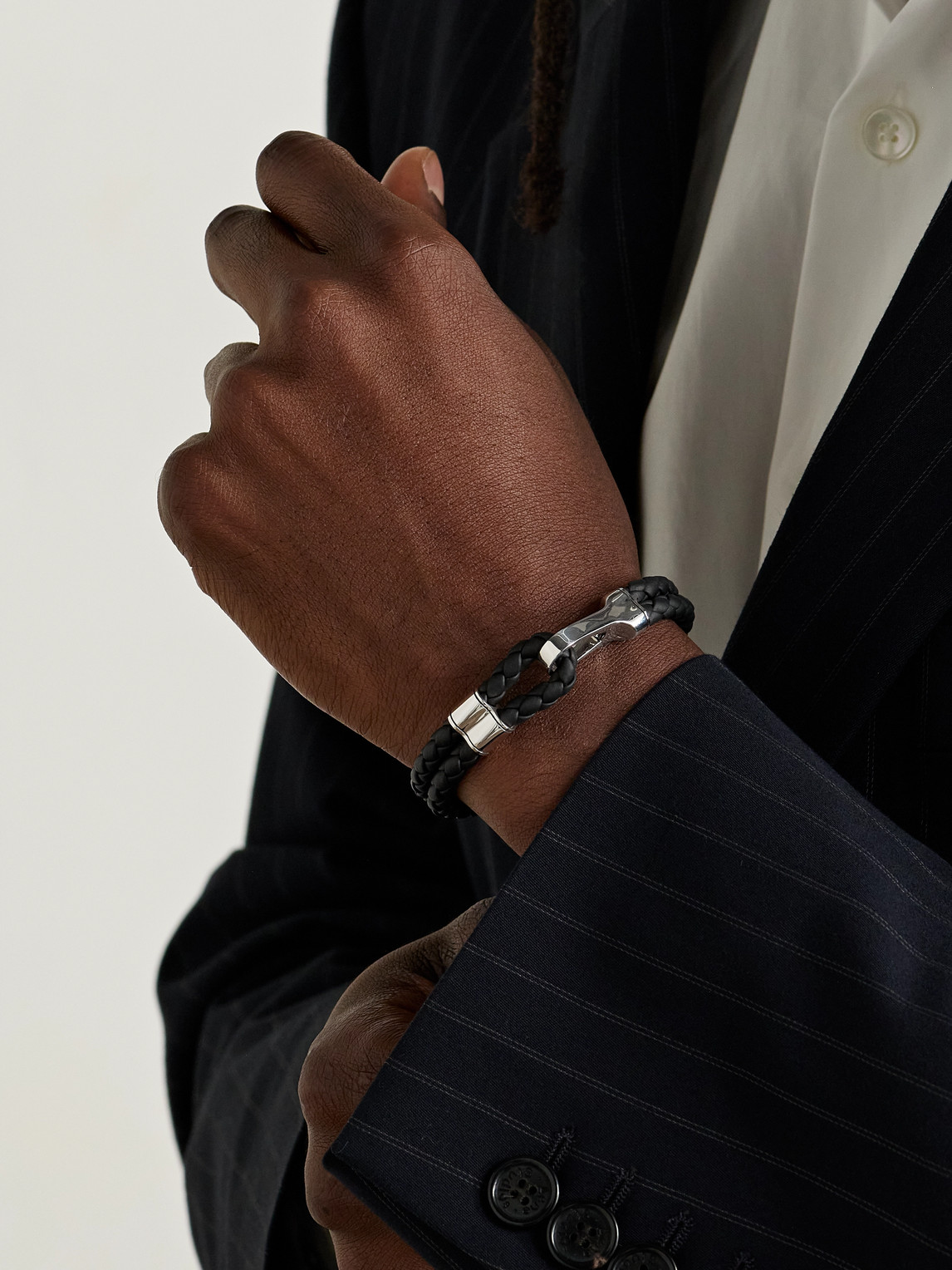 John Hardy Braided Leather And Sterling Silver Bracelet In Black