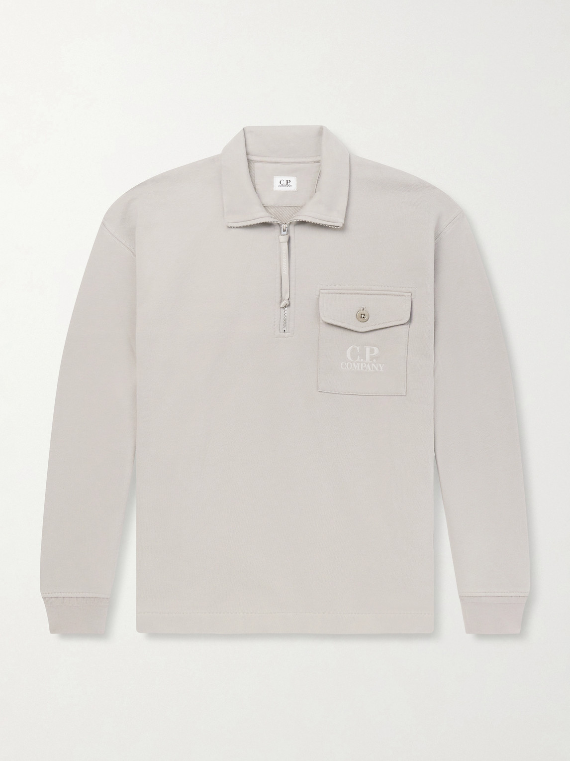 C.P. Company Logo-Embroidered Cotton-Fleece Half-Zip Sweatshirt - Men