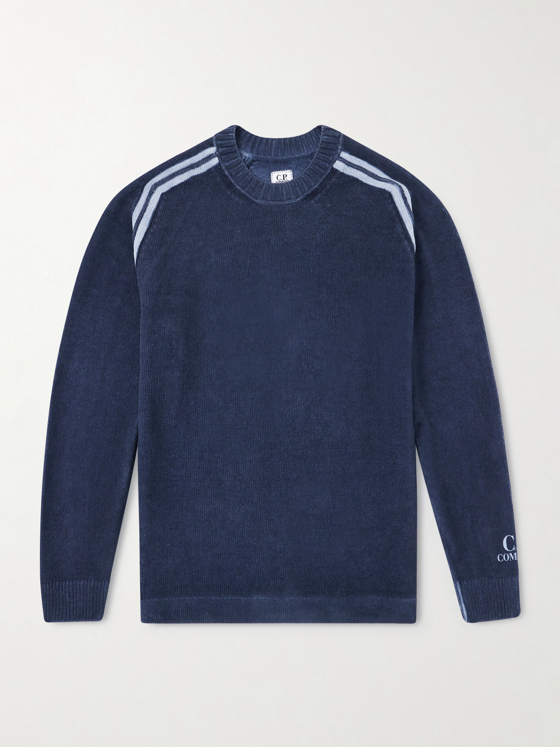 C.P. Company Striped Logo-Embroidered Cotton-Chenille Sweater - Men