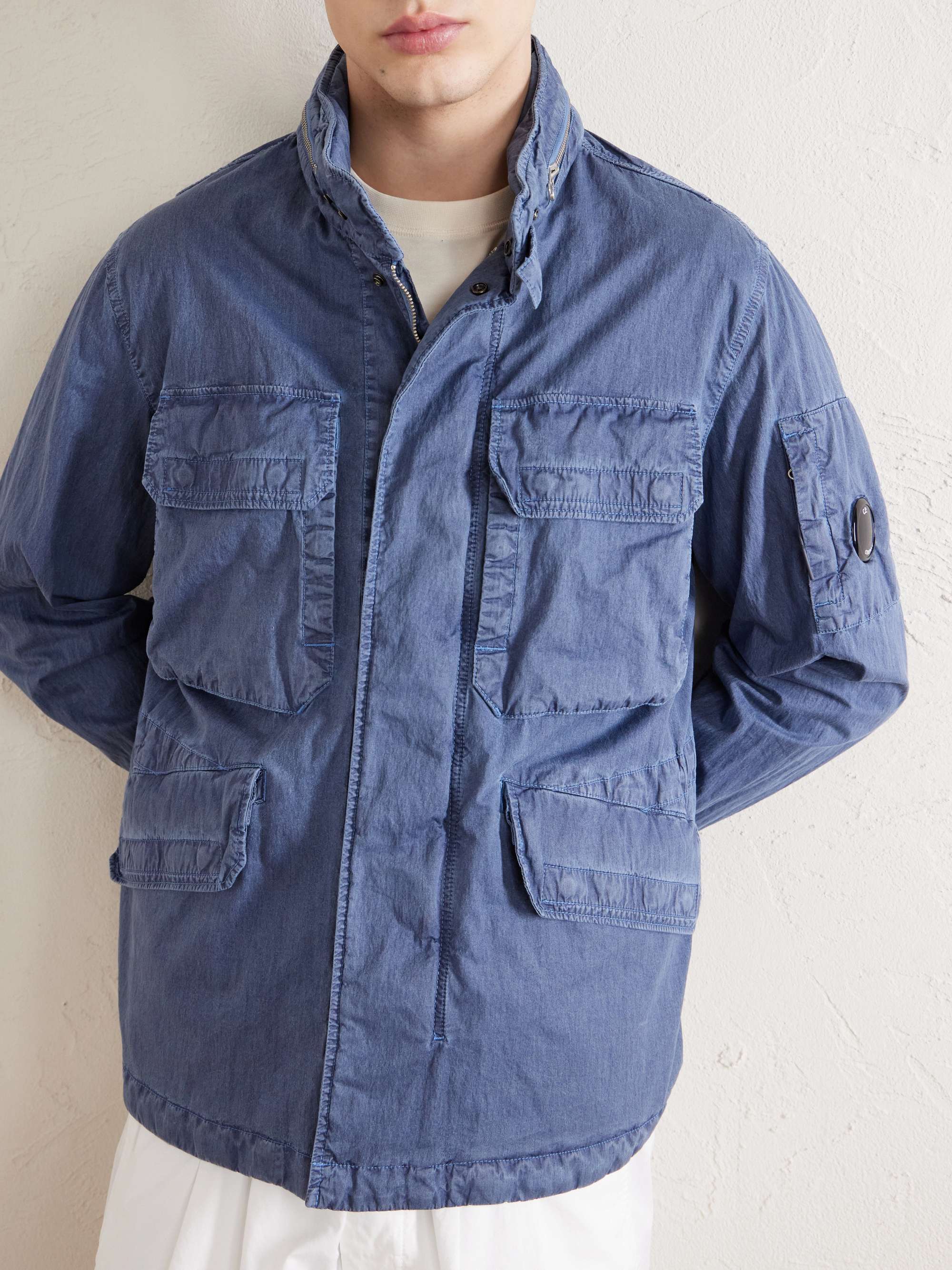 C.P. COMPANY Logo-Appliquéd Garment-Dyed 50 Fili Wax Hooded Field