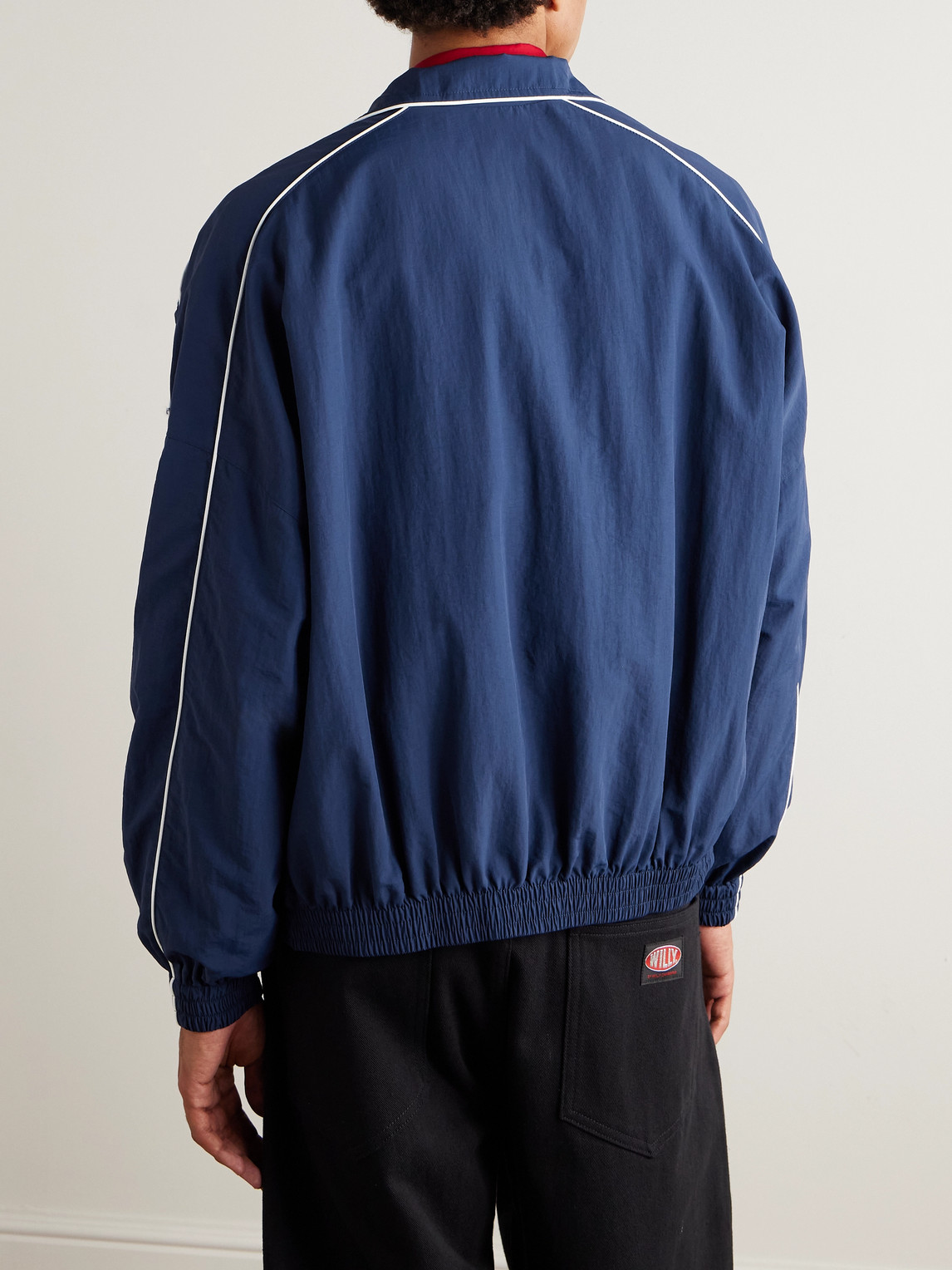 Willy Chavarria Bad Boy Logo-embroidered Printed Nylon Track Jacket In Blue