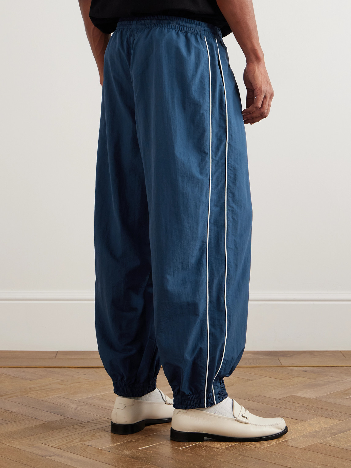 Willy Chavarria Bad Boy Tapered Logo-embroidered Piped Shell Trackpants In Blue