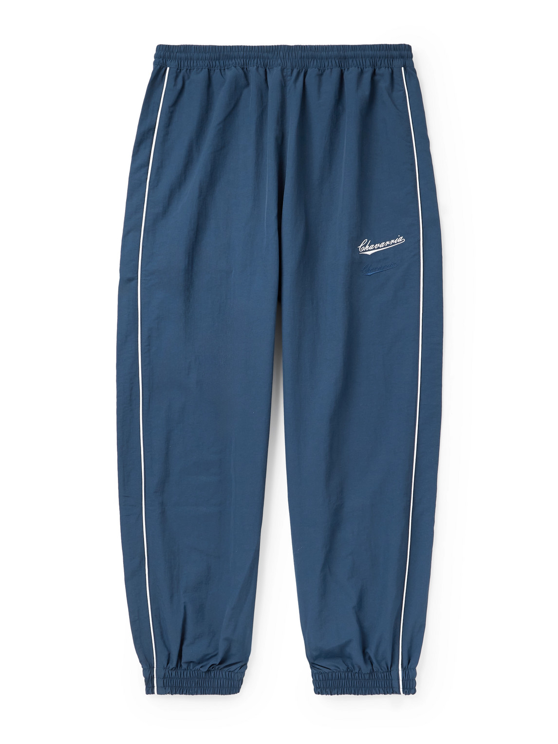 Willy Chavarria Bad Boy Tapered Logo-embroidered Piped Shell Trackpants In Blue