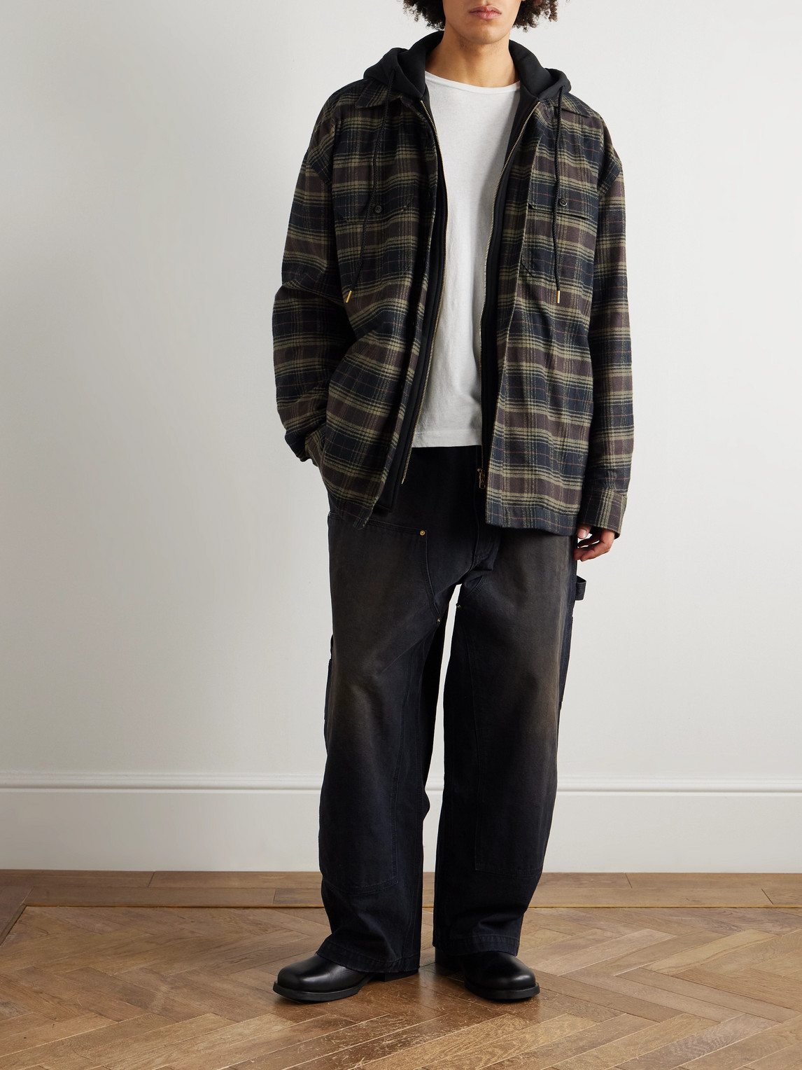 Willy Chavarria Toluca Oversized Wide-leg Distressed Cotton-canvas Trousers In Black