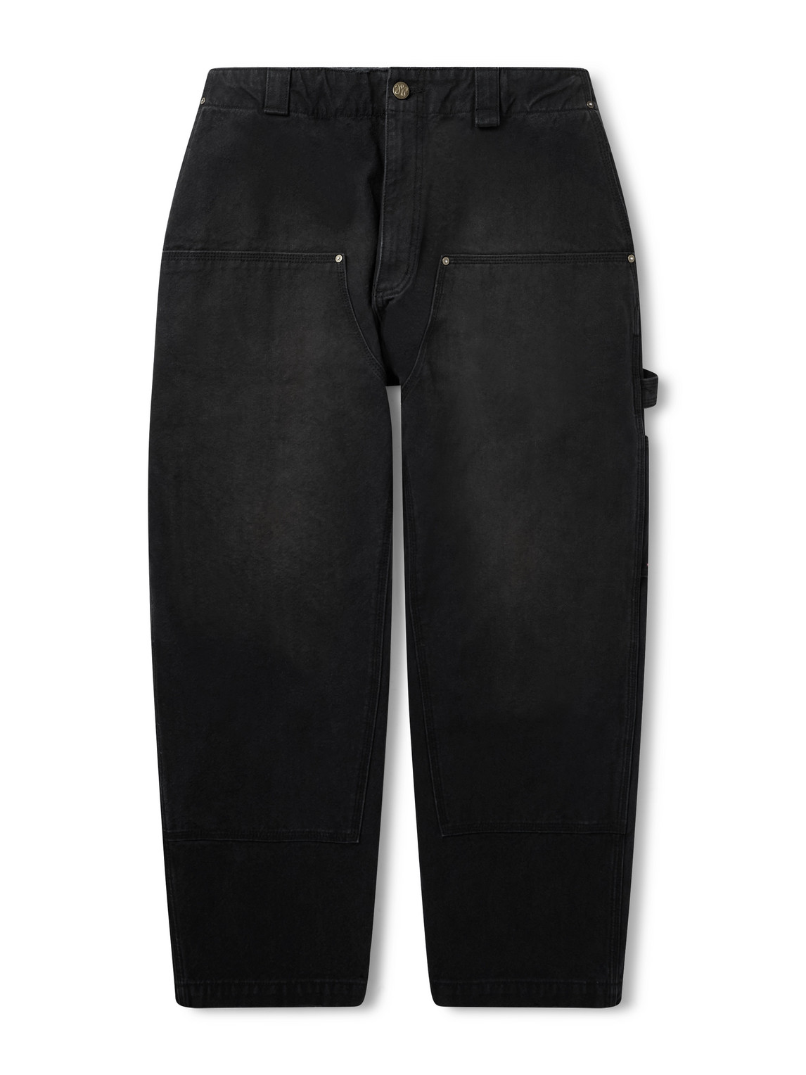 Willy Chavarria Toluca Oversized Wide-leg Distressed Cotton-canvas Trousers In Black