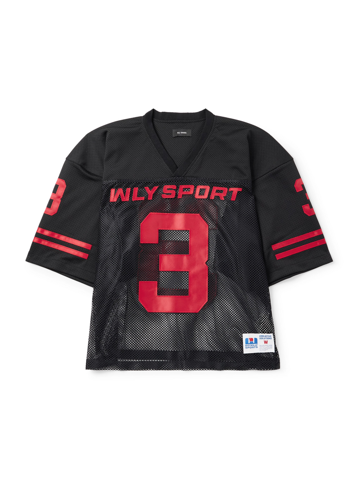 Willy Chavarria Willy Football Appliquéd Mesh T-shirt In Black
