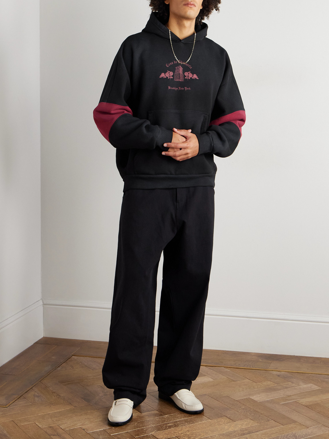 Willy Chavarria Casa De Chavarria Printed Cotton-jersey Hoodie In Black