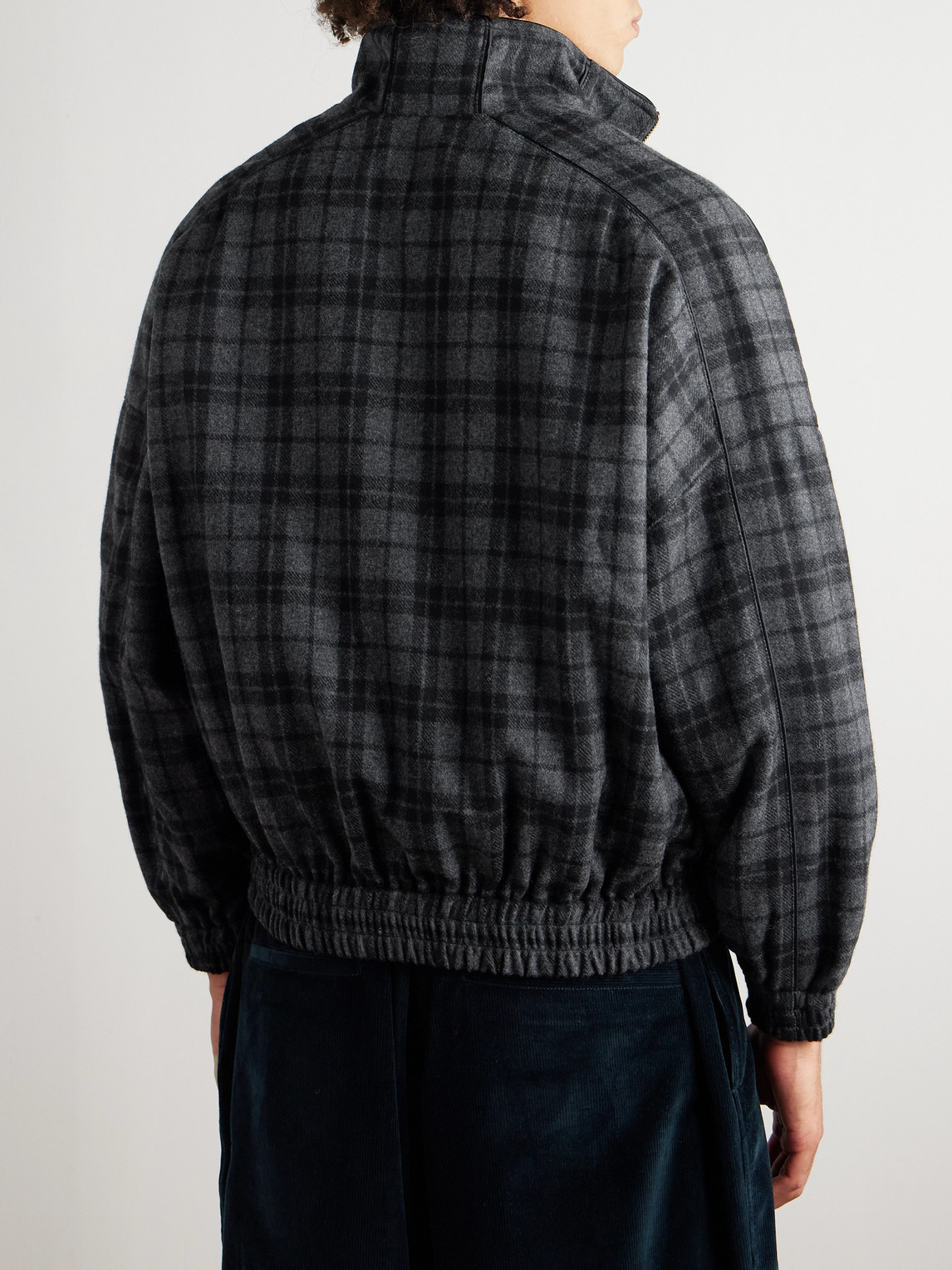 Willy Chavarria Ruff Rider Logo-embroidered Checked Wool-blend Jacket In Gray