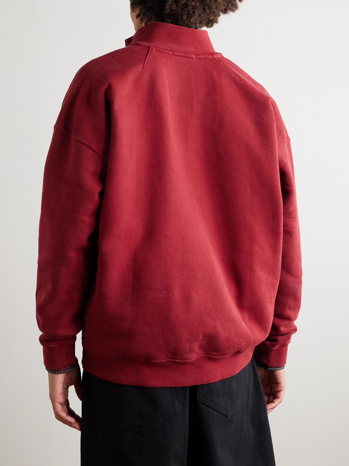 Willy Chavarria Bravo Logo-embroidered Cotton-jersey Half-zip Sweatshirt In Red