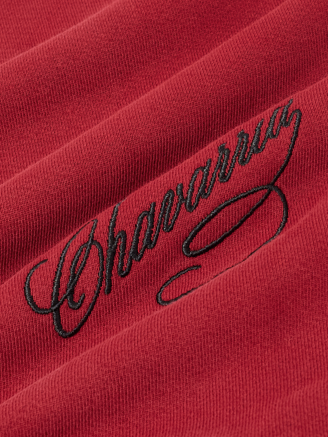 Willy Chavarria Bravo Logo-embroidered Cotton-jersey Half-zip Sweatshirt In Red