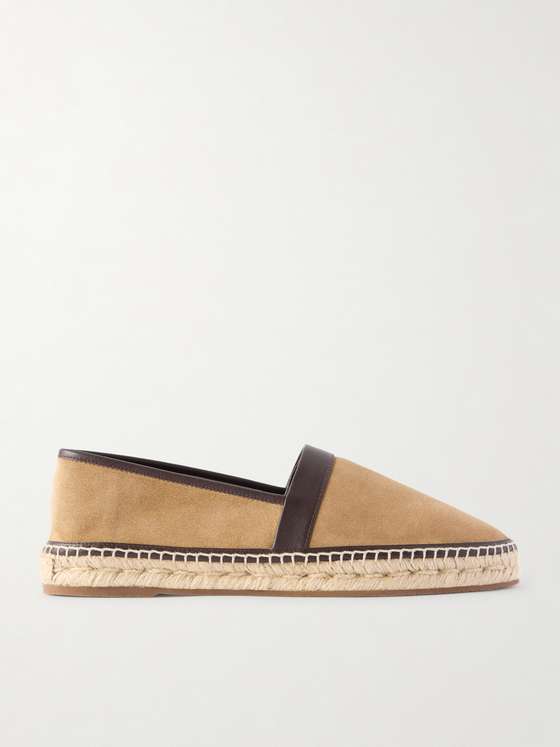 Manoloblahnik Nerano Leather-Trimmed Suede Espadrilles