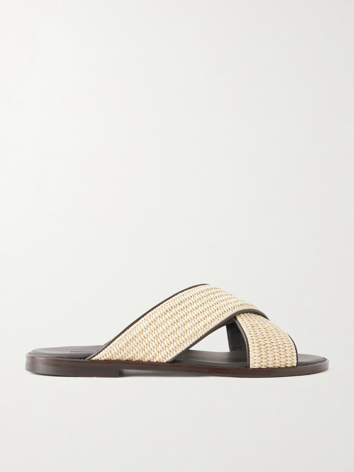 Manolo Blahnik – Otawi Woven Raffia and Leather Sandals