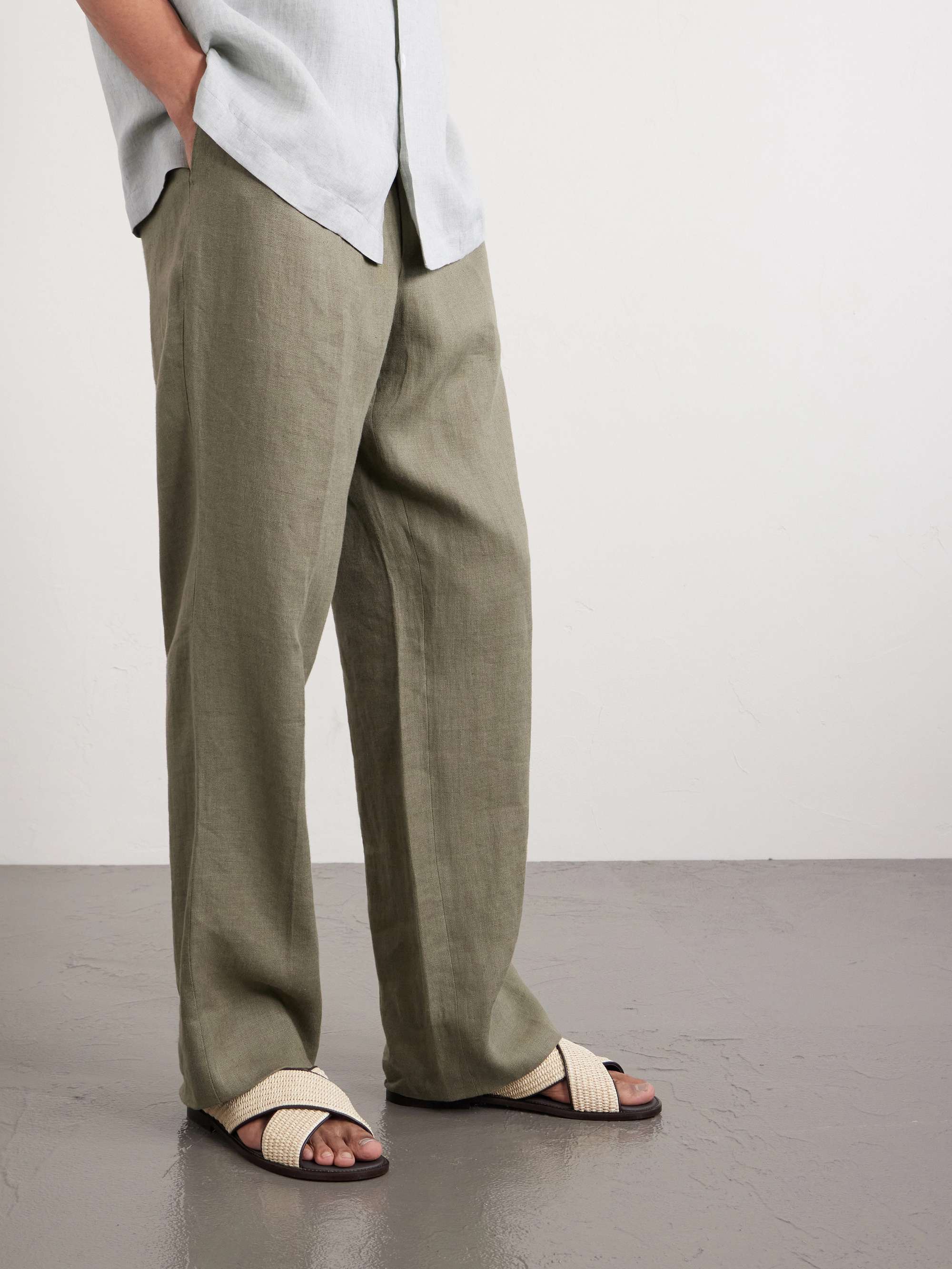 MANOLO BLAHNIK Otawi Woven Raffia and Leather Sandals