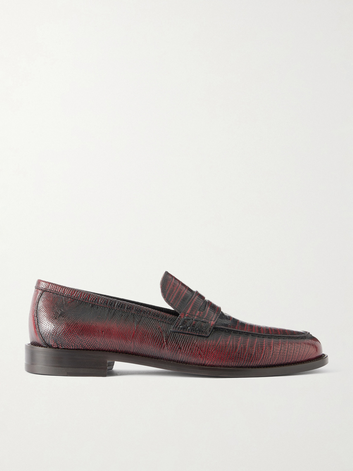Manolo Blahnik – Perry Lizard-Effect Leather Loafers