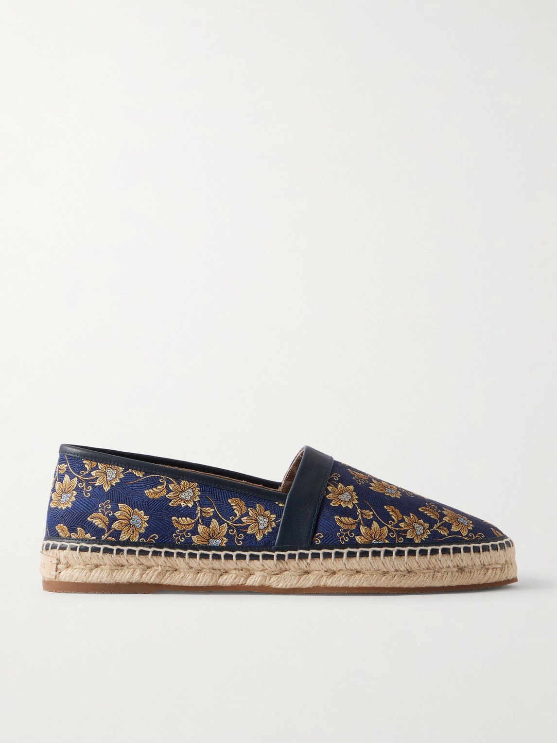 Manolo Blahnik – Nerano Leather-Trimmed Silk-Jacquard Espadrilles