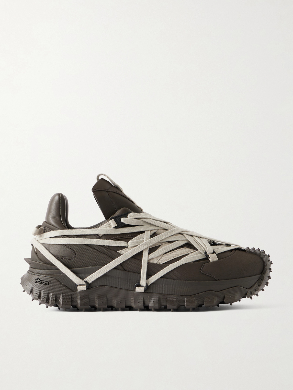 Rick Owens Moncler Trailgrip Megalace® Leather and Rubber Sneakers EU 42
