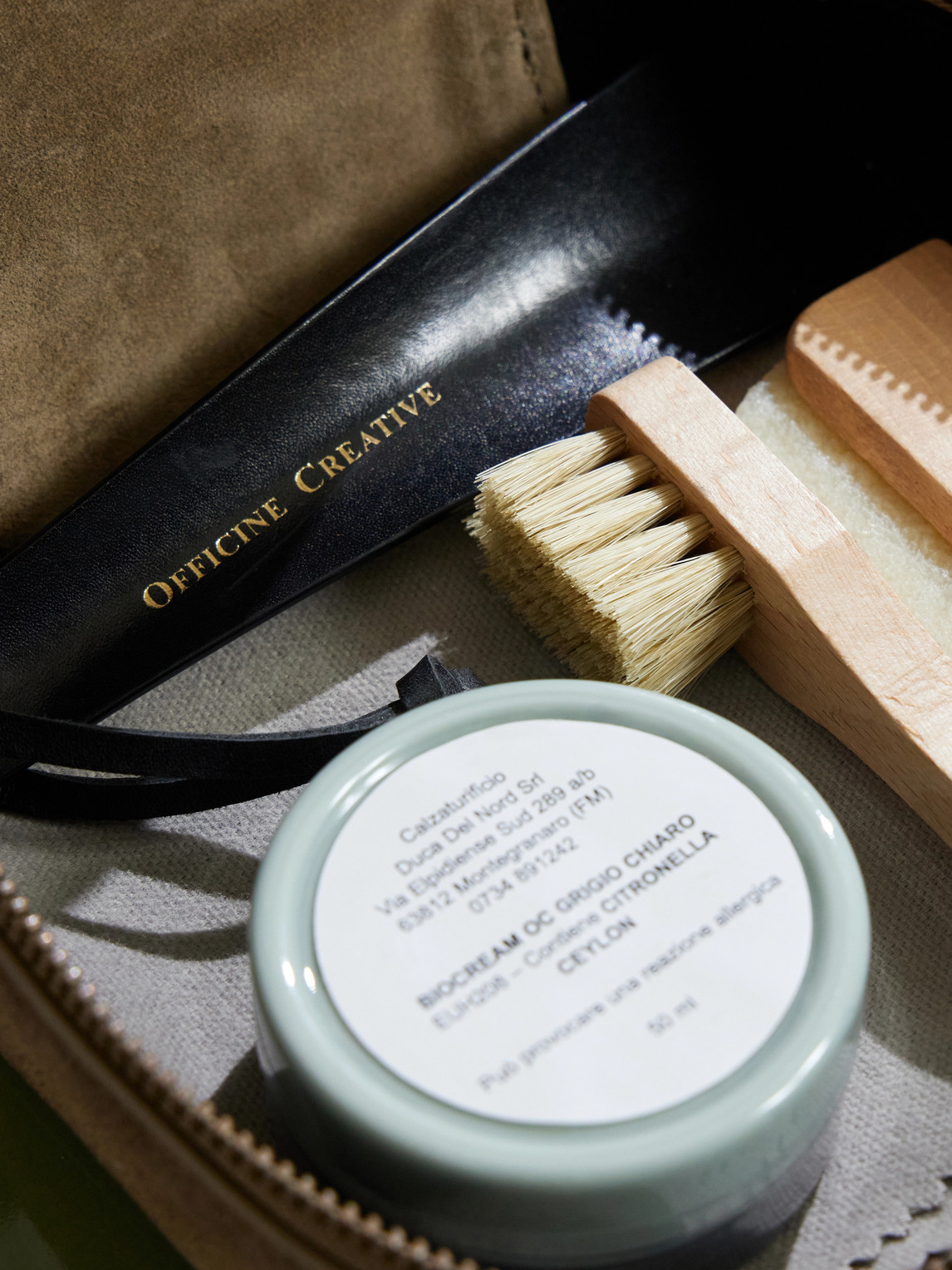  Officine Creative - Mini Shoe Care Set With Suede Case - Men - Green 