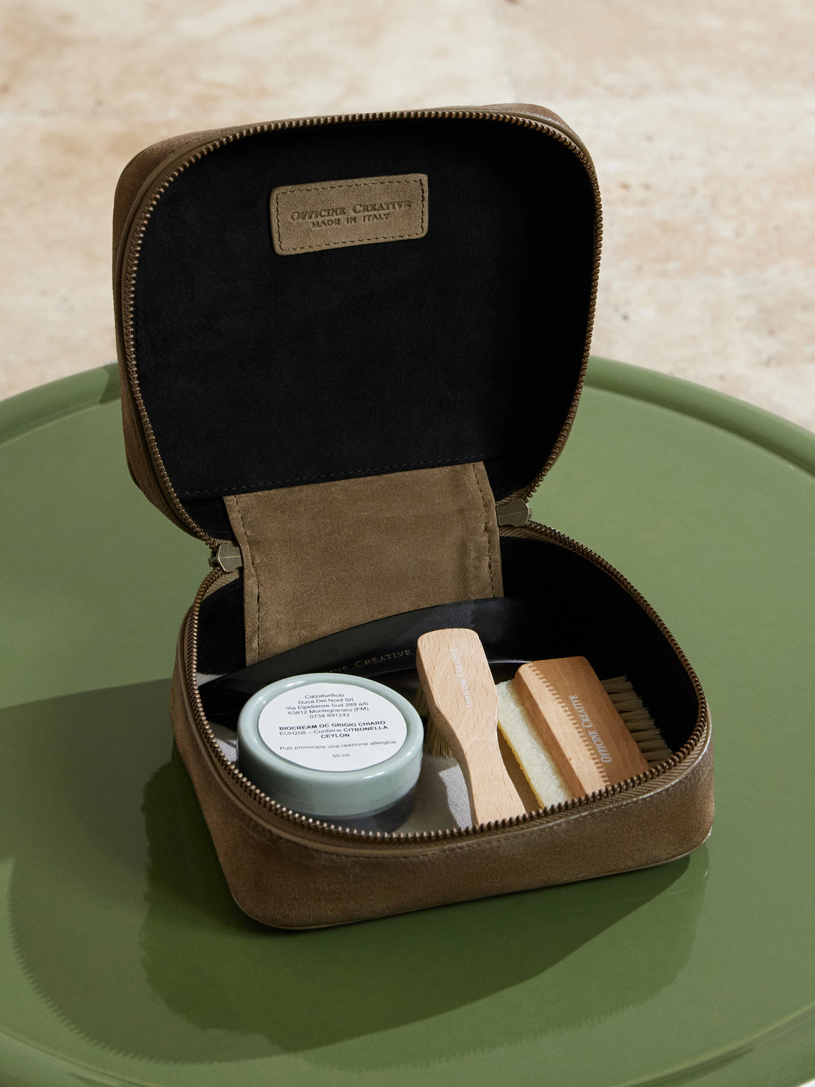  Officine Creative - Mini Shoe Care Set With Suede Case - Men - Green 