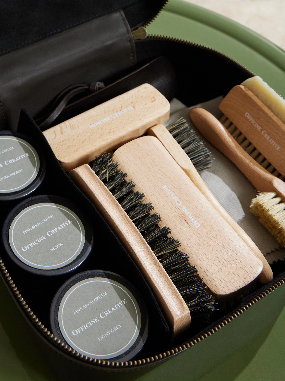  Officine Creative - Shoe Care Set With Leather Case - Men - Brown 