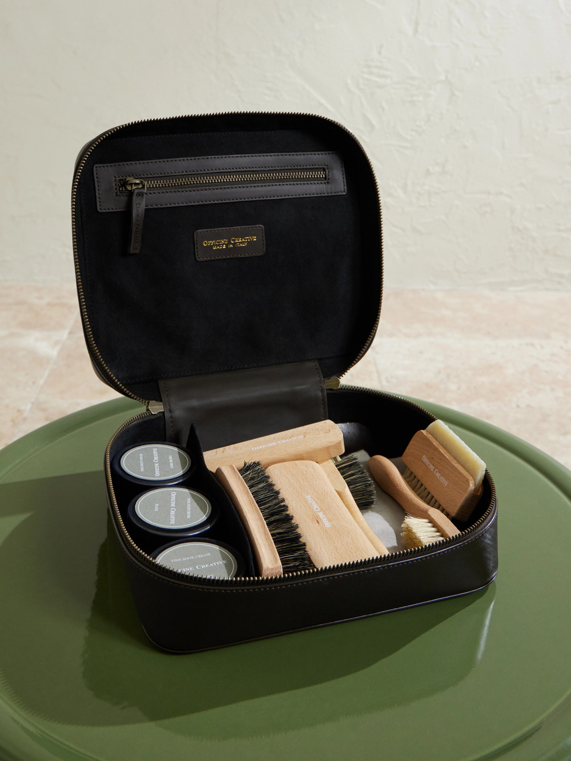  Officine Creative - Shoe Care Set With Leather Case - Men - Brown 