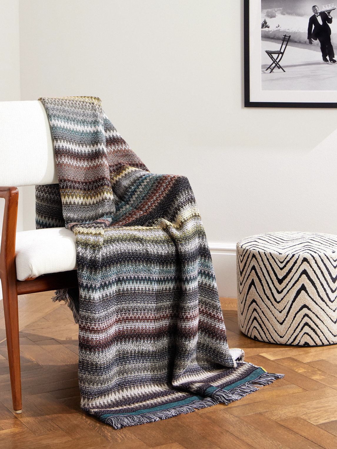 Blur Fringed Jacquard-Knit Wool-Blend Throw — 2