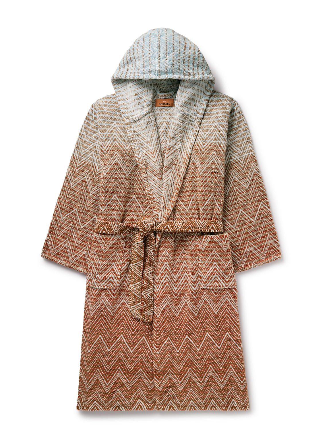 Missoni Stone Ombré Striped Cotton-terry Hooded Robe In Multi