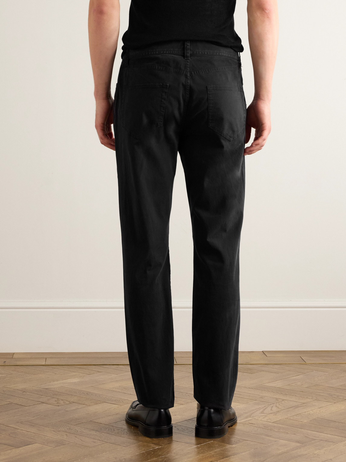 Straight-Leg Brushed Cotton-Blend Twill Trousers