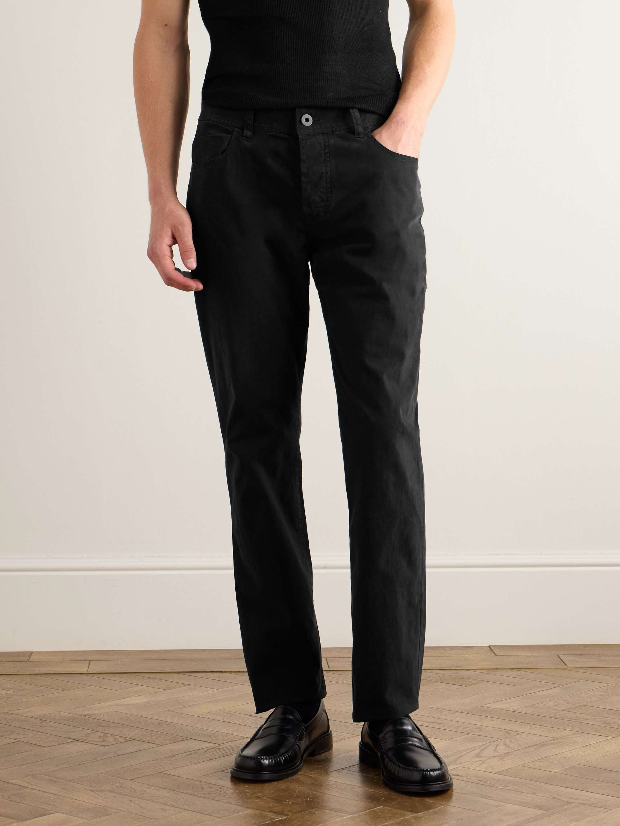 JAMES PERSE Straight-Leg Brushed Cotton-Blend Twill Trousers