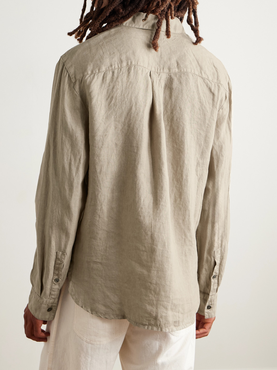 James Perse Garment-dyed Linen Shirt In Green