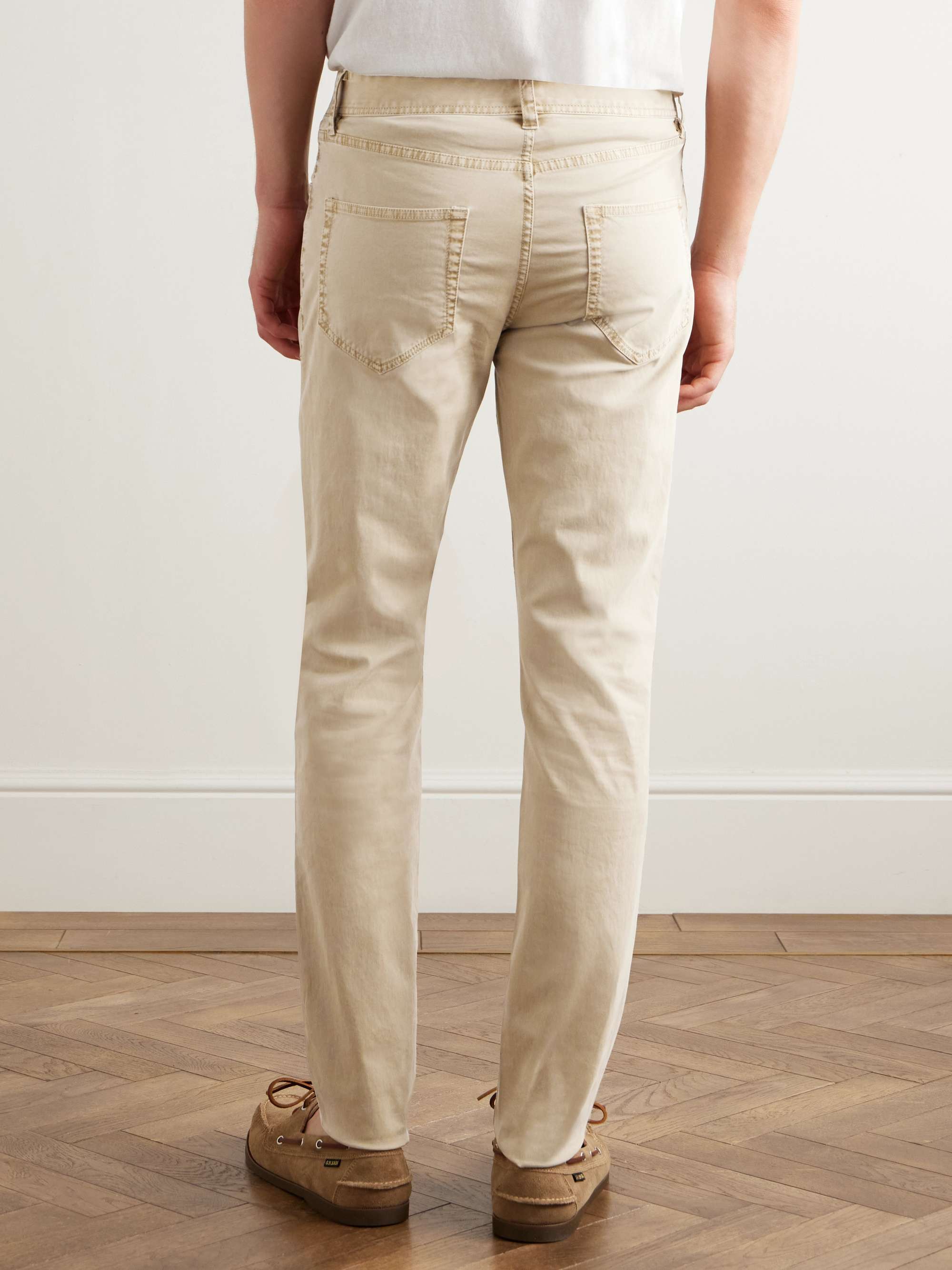 JAMES PERSE Straight-Leg Brushed Cotton-Blend Twill Trousers