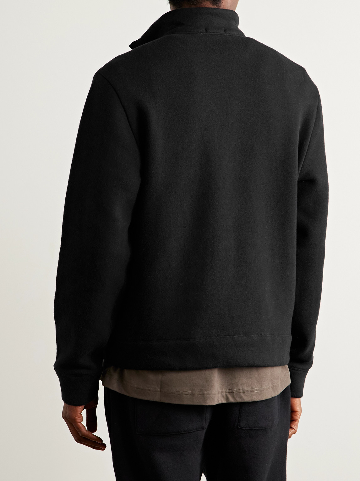 James Perse Cozy Cotton-blend Jersey Half-zip Sweatshirt In Black