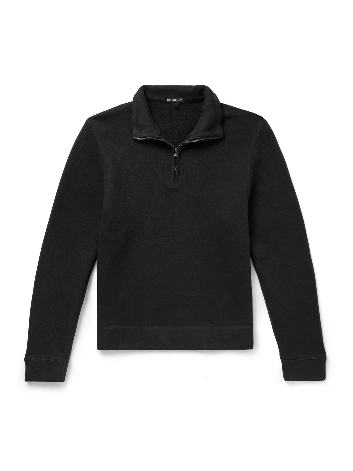 James Perse Cozy Cotton-blend Jersey Half-zip Sweatshirt In Black