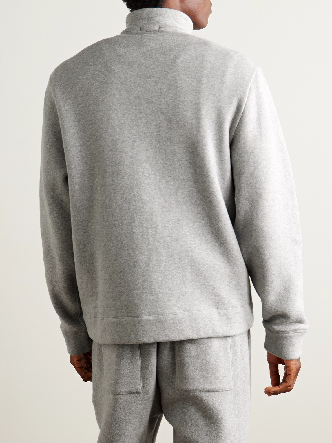 James Perse Cozy Cotton-blend Jersey Half-zip Sweatshirt In Gray