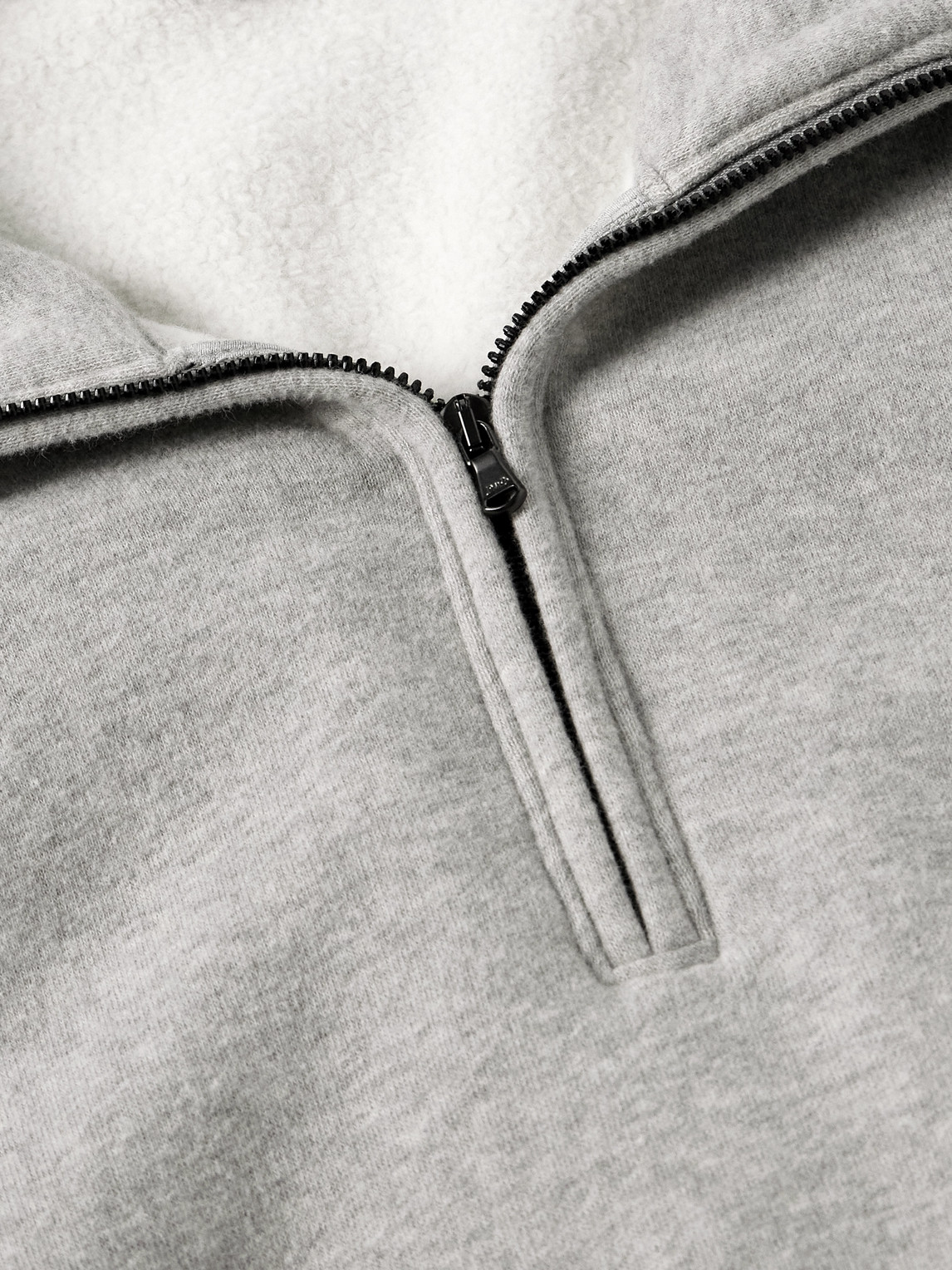 James Perse Cozy Cotton-blend Jersey Half-zip Sweatshirt In Gray