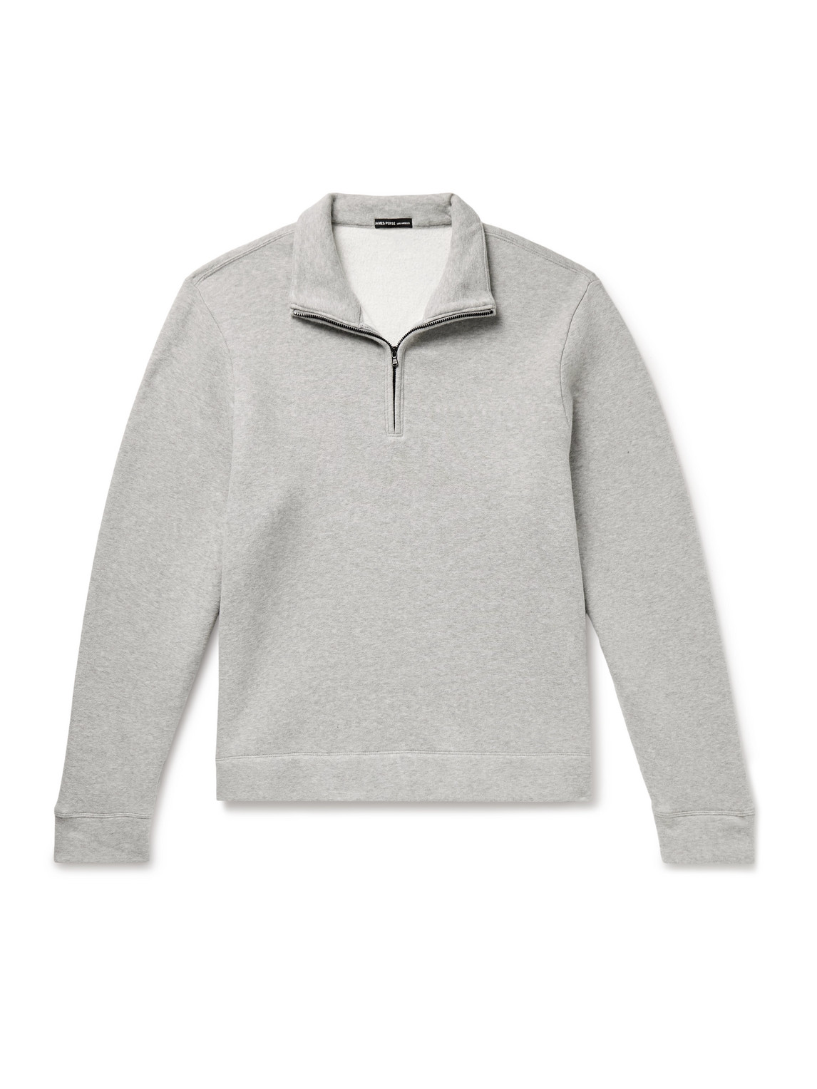 James Perse Cozy Cotton-blend Jersey Half-zip Sweatshirt In Gray