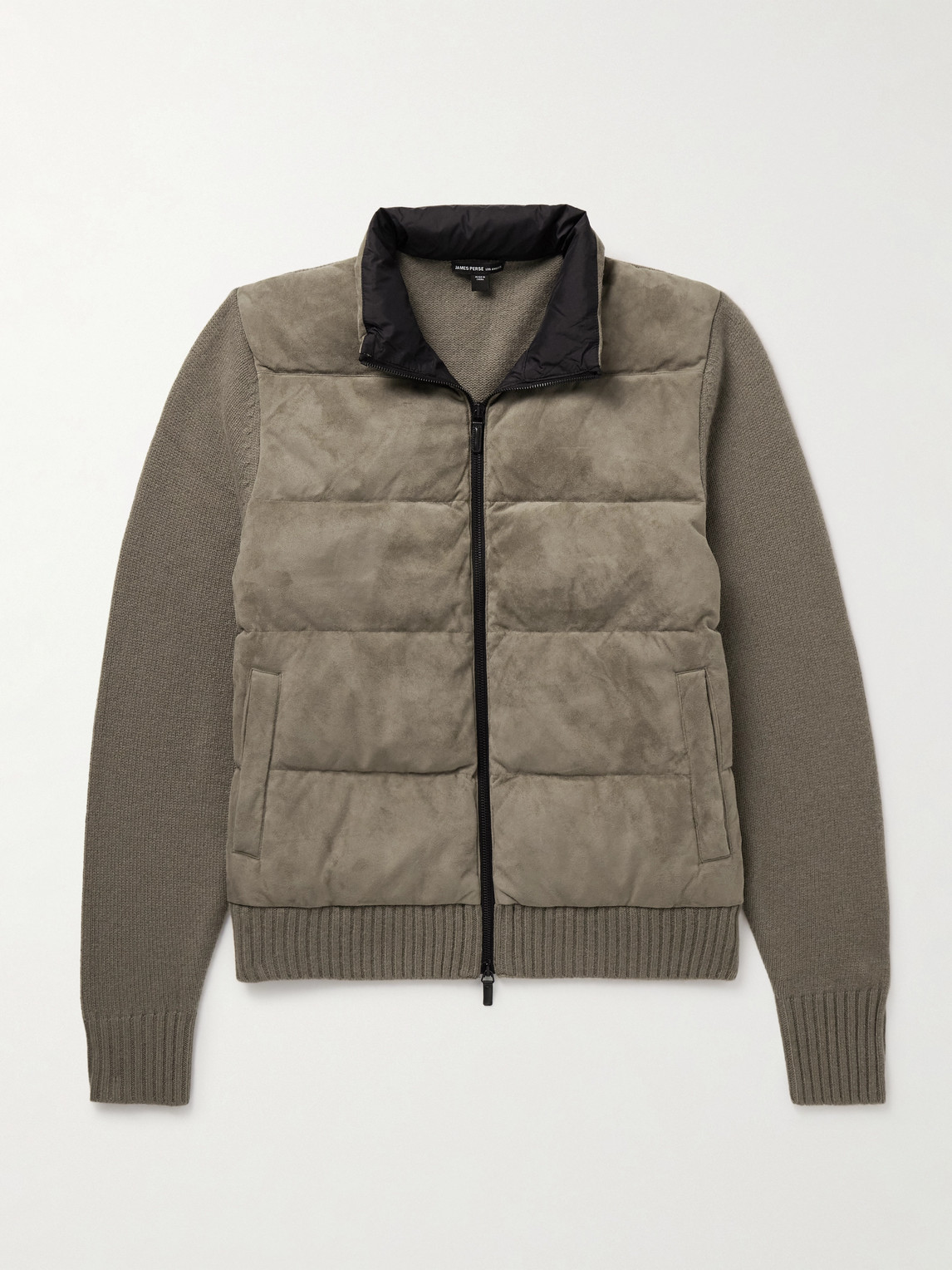 James Perse Shell-trimmed Panelled Suede And Recycled-cashmere Jacket In Brown