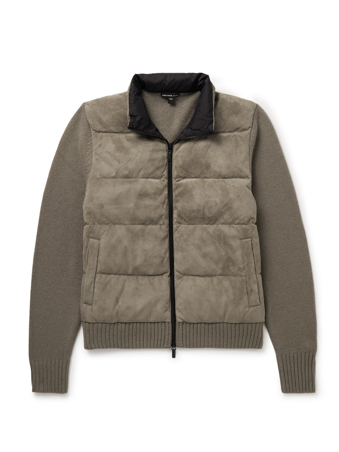 James Perse Shell-trimmed Panelled Suede And Recycled-cashmere Jacket In Brown
