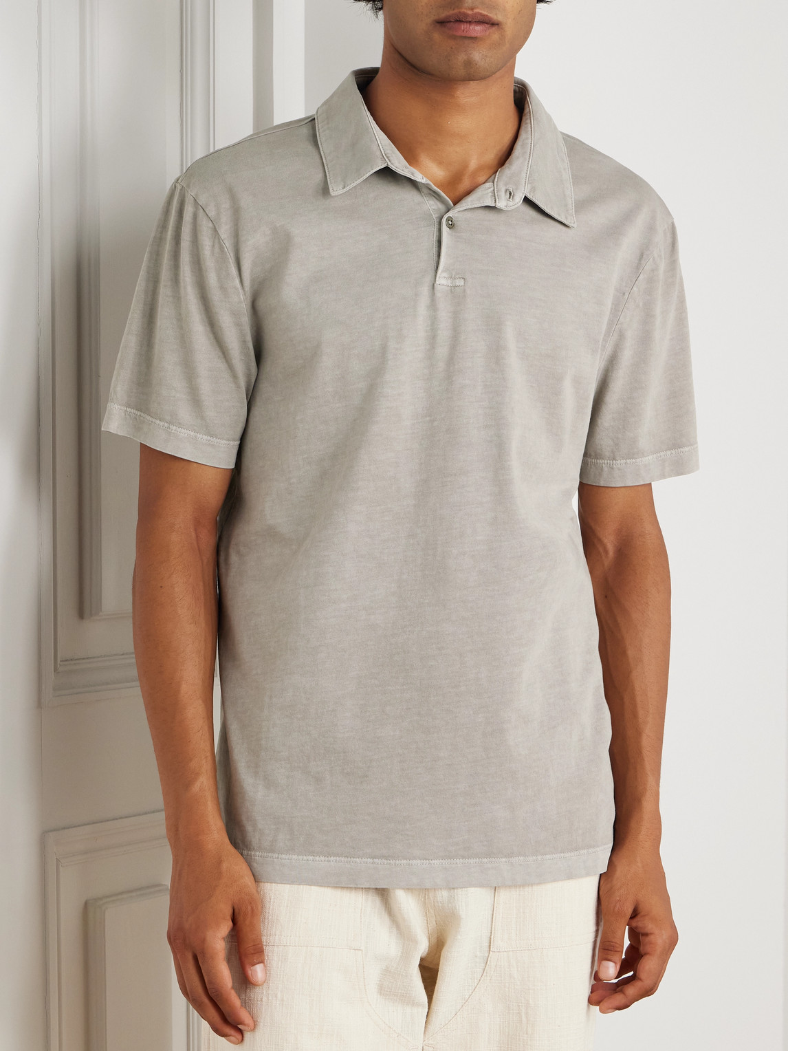 James Perse Supima Cotton-jersey Polo Shirt In Gray