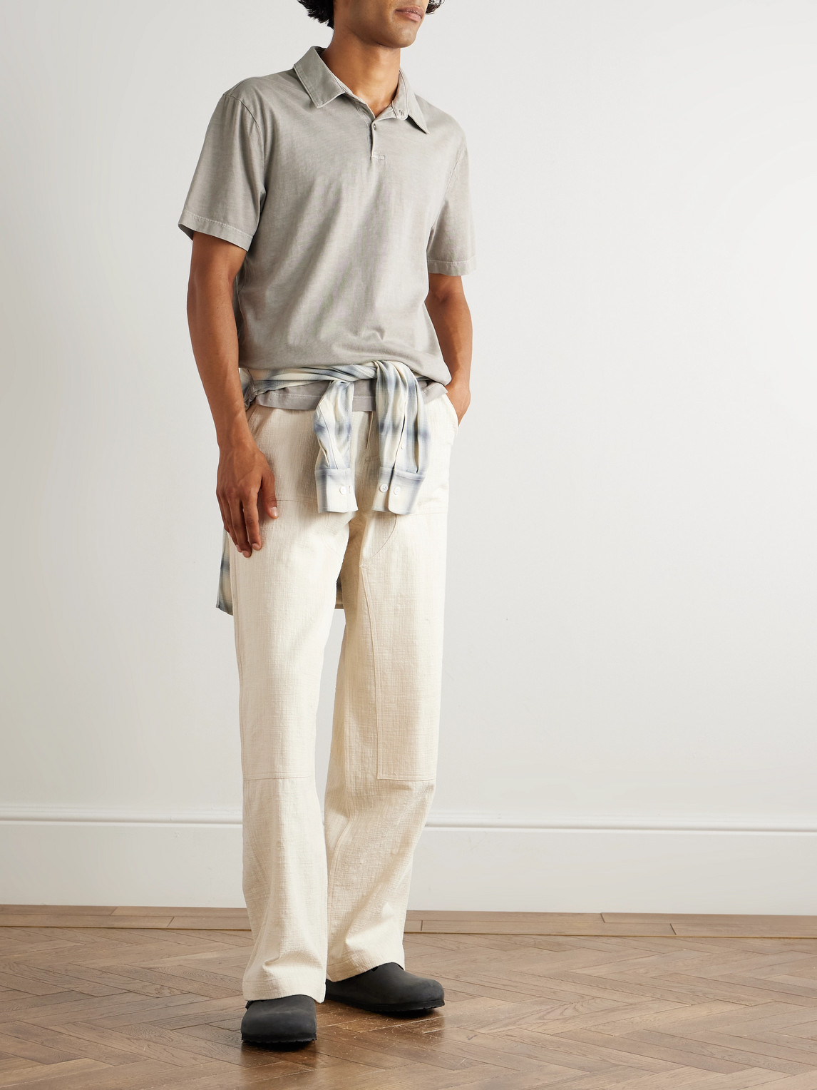James Perse Supima Cotton-jersey Polo Shirt In Gray