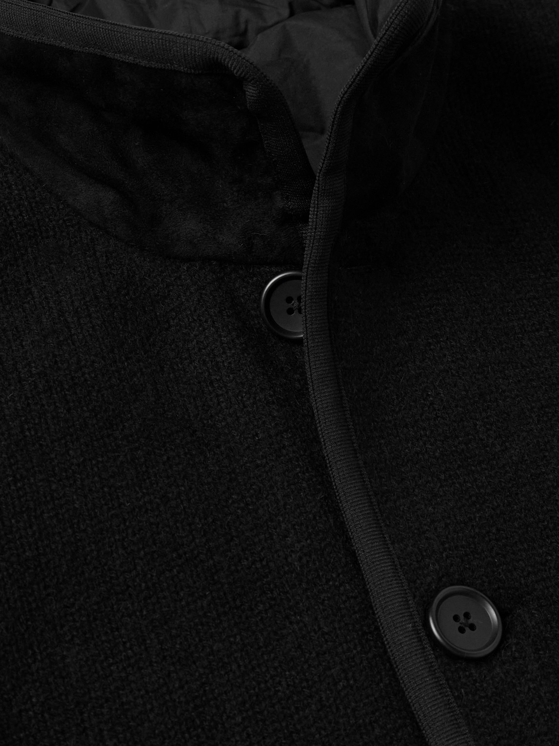 James Perse Suede-trimmed Cashmere Car Coat In Black