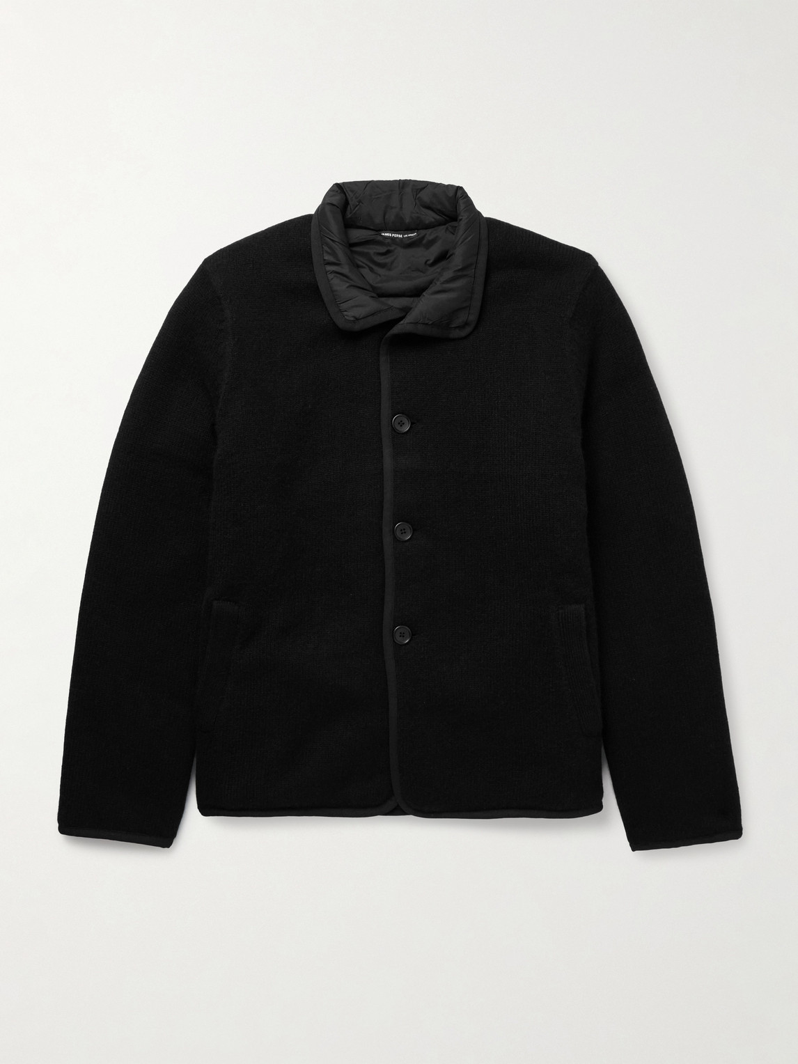 James Perse Suede-trimmed Cashmere Car Coat In Black