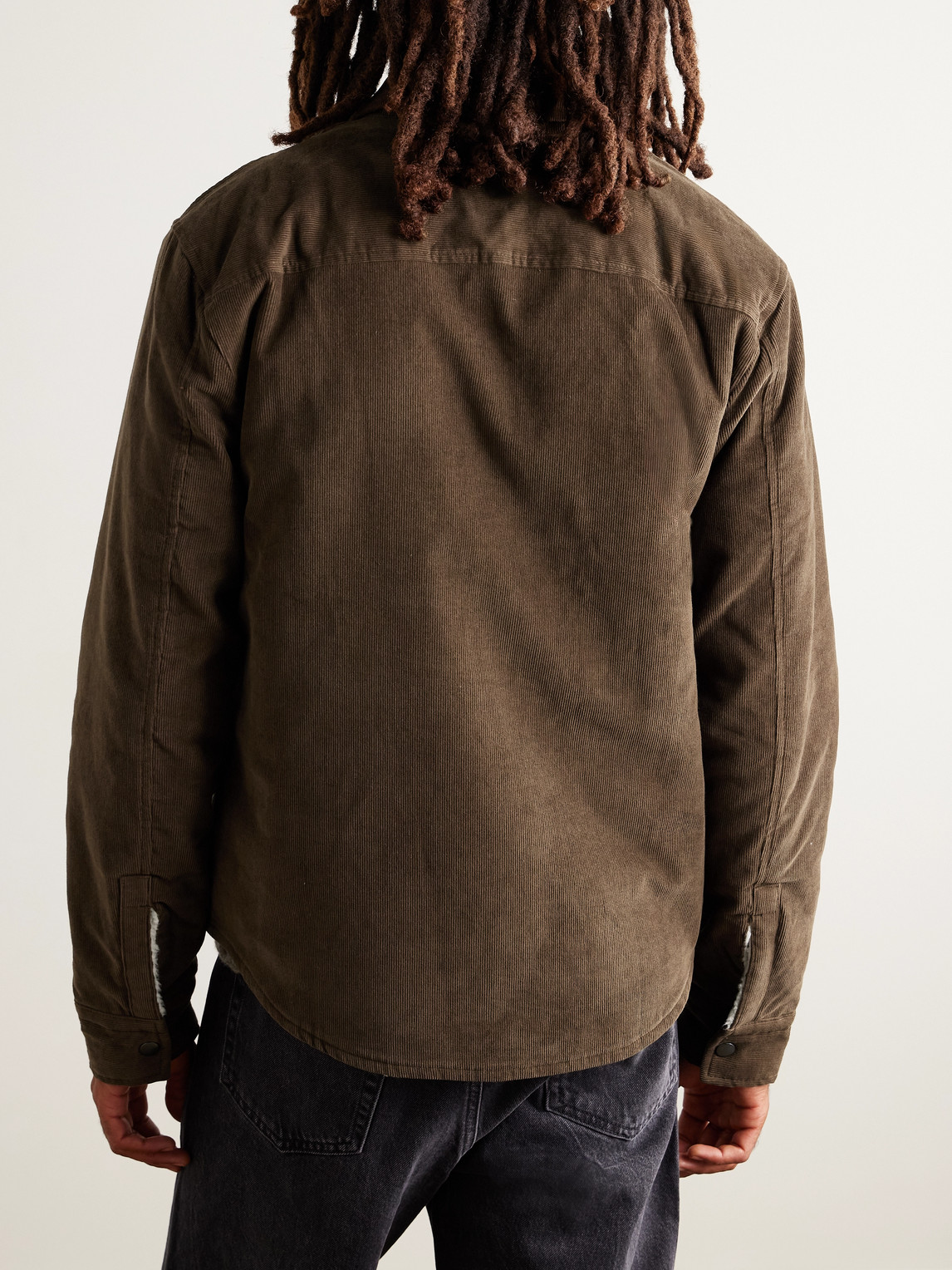 James Perse Fleece-lined Cotton-blend Corduroy Shirt Jacket In Brown