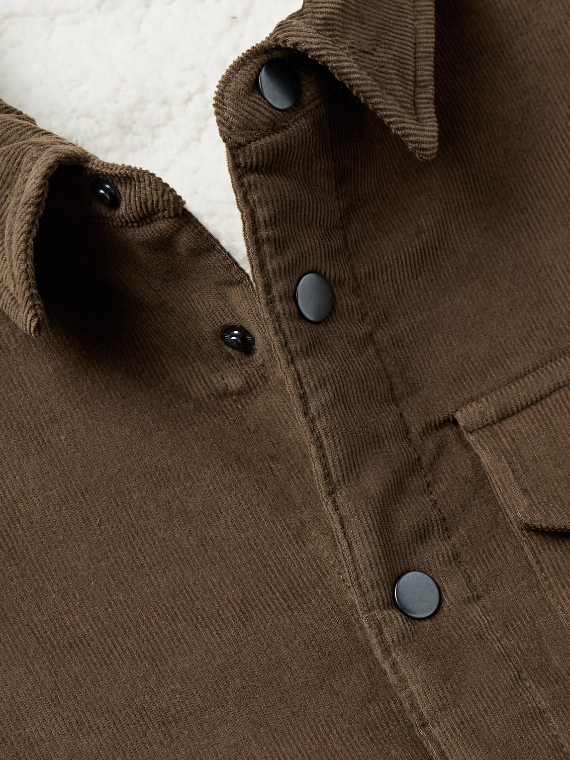 James Perse Fleece-lined Cotton-blend Corduroy Shirt Jacket In Brown