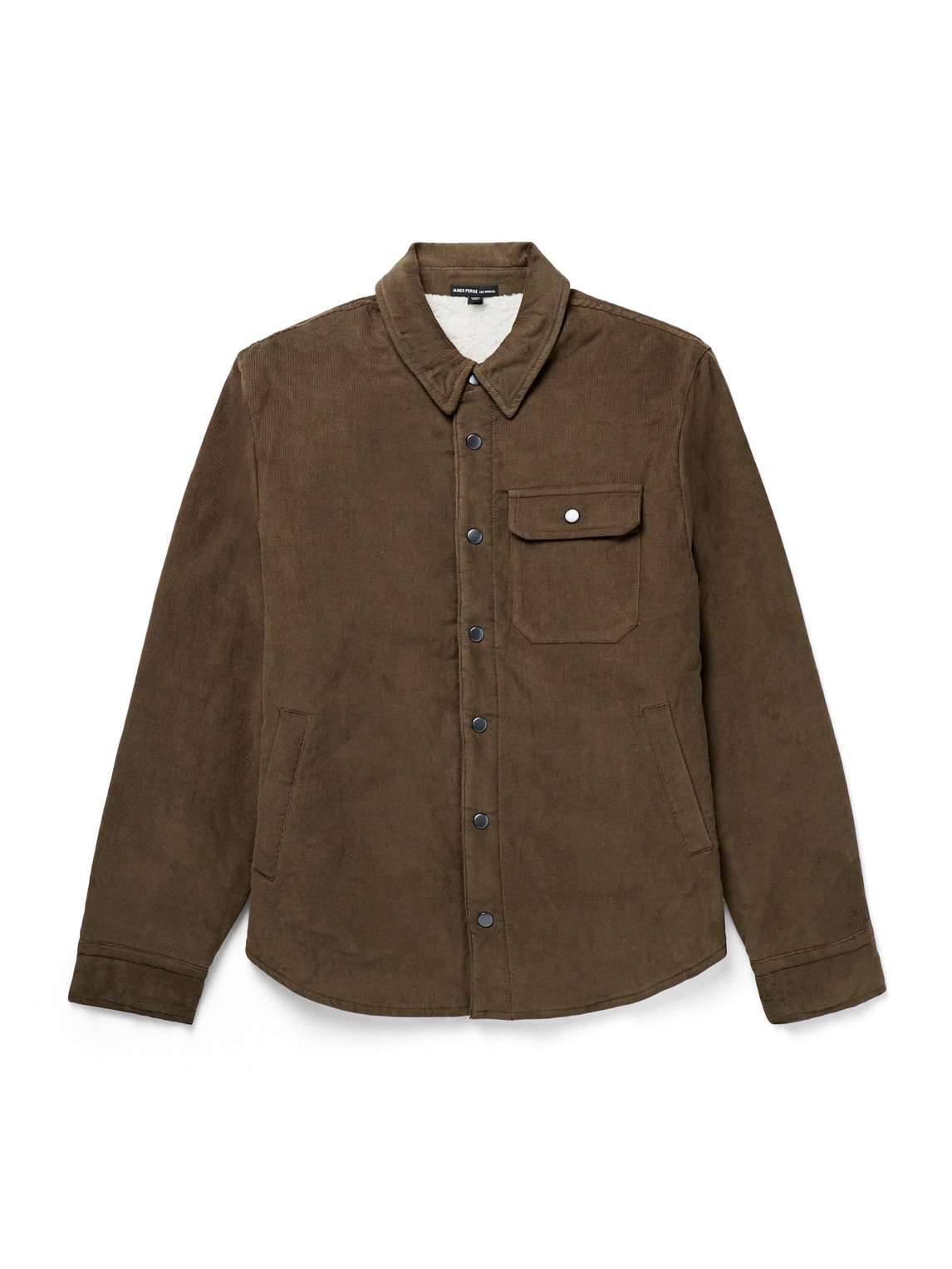 James Perse Fleece-lined Cotton-blend Corduroy Shirt Jacket In Brown