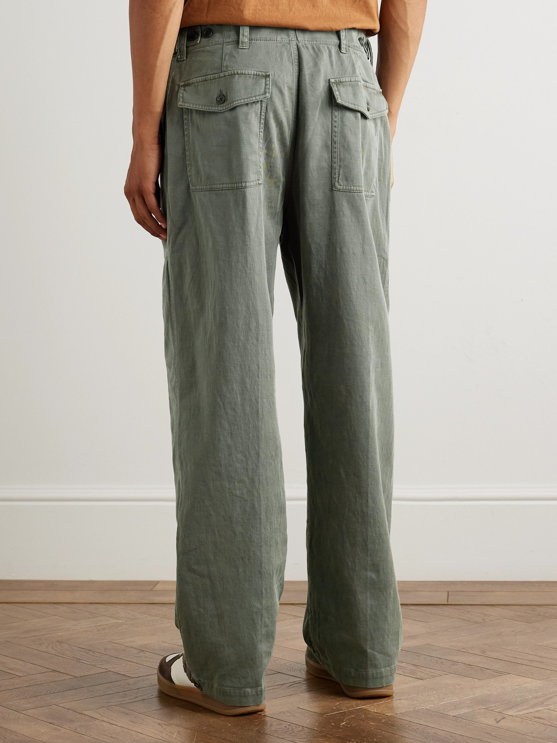  James Perse - Flight Straight-leg Slub Cotton-blend Twill Drawstring Trousers - Men - Green - Uk/us 38 