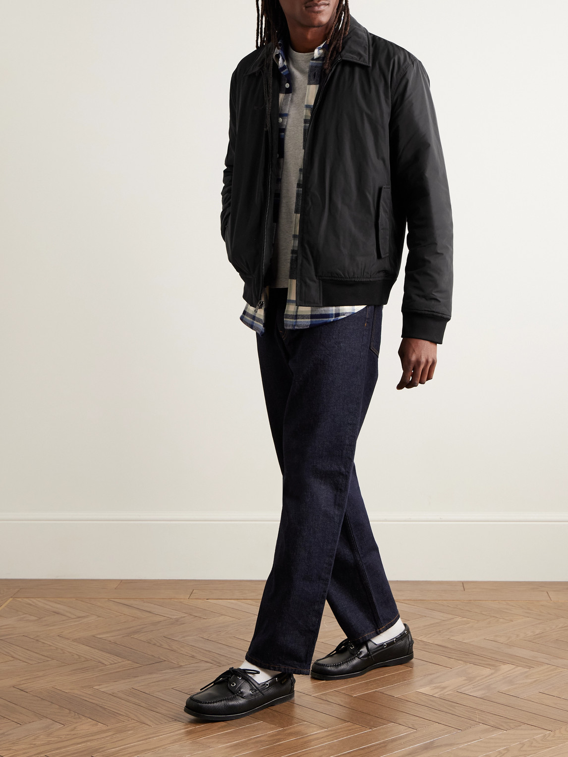 James Perse Padded Recycled-twill Bomber Jacket In Black